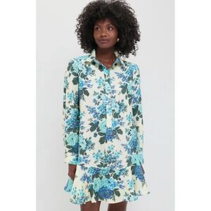 Tuckernuck Cream Mini Dress with Blue and Teal Floral Print